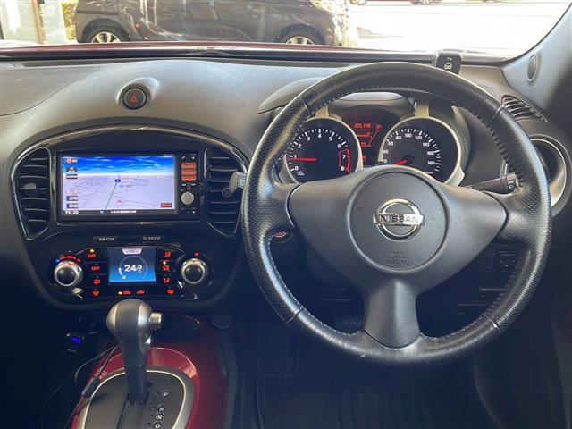 ジューク 15RX タイプV 純正SDナビ(ワンセグTV/CD再生/AUX)バックカメラ/プッシュスタート/ETC/社外デジタルインナーミラー/純正フロアマット/社外16インチAW/ハロゲンヘッドライト/フォグランプ/スマートキー(5枚目)