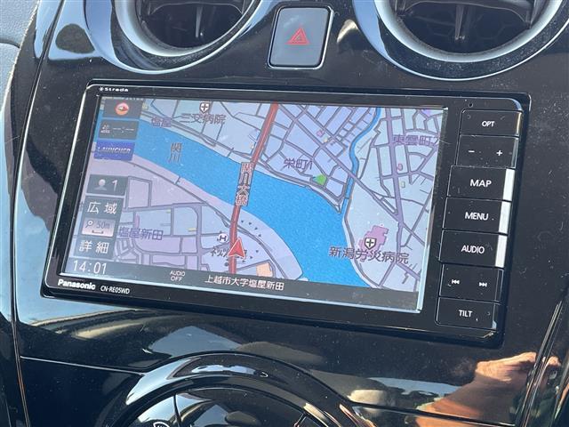 ノート ｅ－パワー　Ｘ　ＦＯＵＲ　４ＷＤ　社外ＳＤナビ　ＣＮ－ＲＥ０５ＷＤ　ＣＤ　ＤＶＤ　ＢＴ　フルセグテレビ　バックカメラ　ＥＴＣ　ドライブレコーダー　衝突被害軽減ブレーキ　レーンキープアシスト　コーナーセンサー（4枚目）