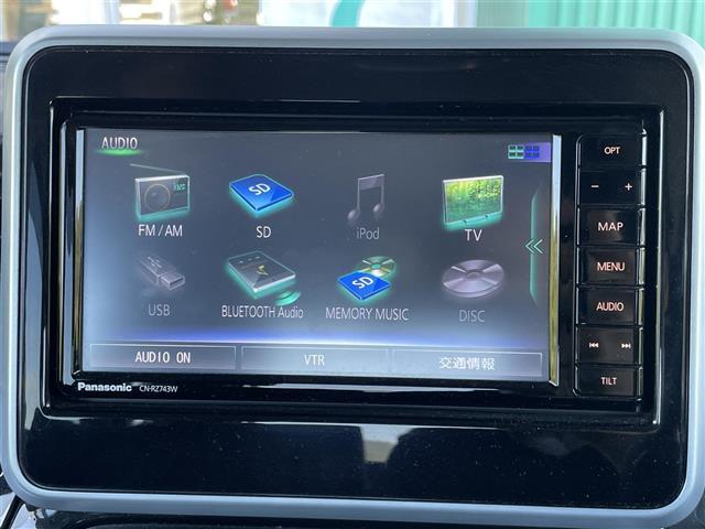 スペーシアカスタム ハイブリッドXS ワンオーナー 純正ナビ(CN-RZ743W)・Bluetooth・CD/DVD・USB入力端子 フルセグTV 全周囲カメラ(パノラマビューモニター) 両側パワースライドドア ハーフレザーシート(3枚目)