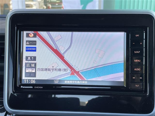 スペーシアカスタム ハイブリッドXS ワンオーナー 純正ナビ(CN-RZ743W)・Bluetooth・CD/DVD・USB入力端子 フルセグTV 全周囲カメラ(パノラマビューモニター) 両側パワースライドドア ハーフレザーシート(4枚目)