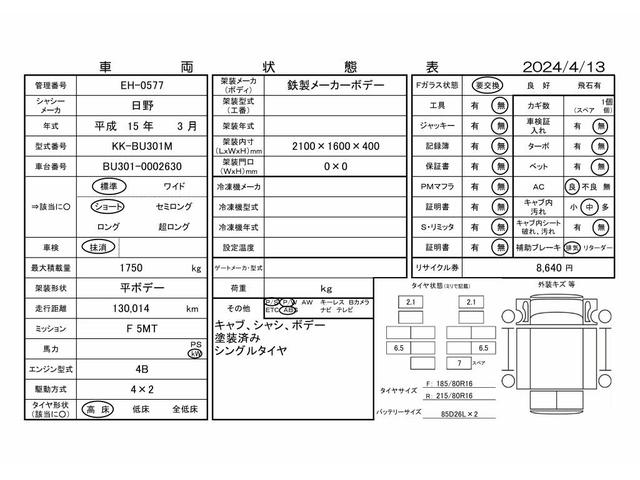 デュトロ １．７５ｔ標準ショート　平ボデー　ダブルキャブ　高床（3枚目）