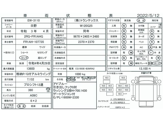 　１０ｔ超　アルミウィング　格納パワーゲート（後付）　ハイルーフ　３軸　リアエアサス(3枚目)