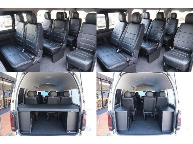 ハイエースワゴン グランドキャビン ALPINE BIG-X 12.8インチフリップダウンモニター スマートベッドキット 全席シートカバー完備 フットパネル Delf06 18AW YOKOHAMAパラダタイヤ 寒冷地仕様(12枚目)