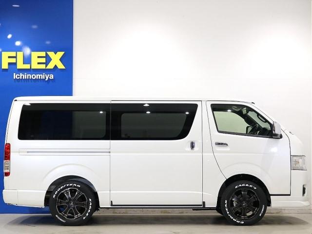 ハイエースバン ロングスーパーGL ダークプライムS FLEXオリジナルフロントスポイラー/FLEXオリジナルオーバーフェンダー/カロッツェリア7インチ SDフルセグナビ/ビルトインETC2.0/FLEXオリジナルType2ベッドキット/寒冷地仕様(8枚目)