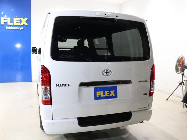 ハイエースバン ロングスーパーGL ダークプライムS FLEXオリジナルフロントスポイラー/FLEXオリジナルオーバーフェンダー/カロッツェリア7インチ SDフルセグナビ/ビルトインETC2.0/FLEXオリジナルType2ベッドキット/寒冷地仕様(26枚目)