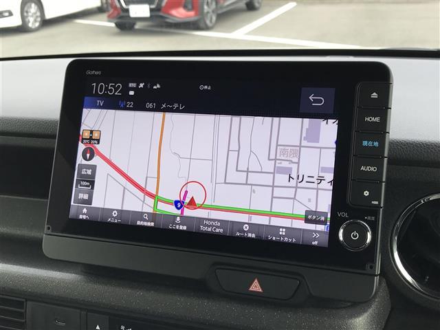 N-BOXカスタム コーディネートスタイル 純正9型ナビ/フルセグ/BT/USB Bカメラ Hセンシング レーンキープ レーダークルーズ パーキングセンサー 両側電動 ハーフレザー シートヒーター ETC ドラレコ LED 純正14AW(2枚目)