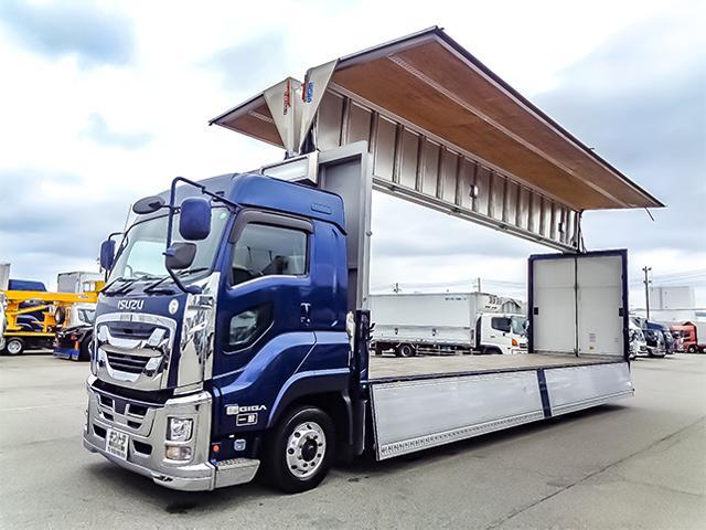 ギガ 　日本フルハーフ製アルミウイング　４軸低床　ハイルーフ　リターダー　後輪エアサス　最大積載１３，８００ｋｇ　荷台寸法（長９６９×幅２４０×高２６５）　１０トン　１０ｔ　対応免許／大型免許（12枚目）