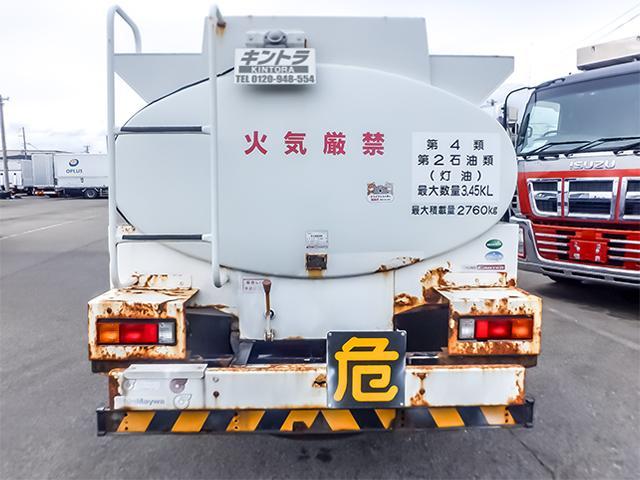 キャンター 　新明和製タンクローリー　品名第二石油類　最大数量３．４５ＫＬ　ＰＴＯ式　ガンノズル　タンク書類あり　最大積載２，７６０ｋｇ　２トン　２ｔ　対応免許／準中型免許（7枚目）