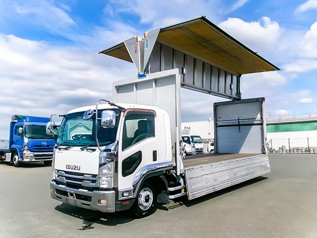 フォワード  日本フルハーフ製アルミウイング 跳ね上げパワーゲート 6速ミッション メッキパーツ ターボ車 最大積載2700kg 荷台寸法(長629×幅240×高239) 4トン 4t 対応免許/8t限定中型免許(10枚目)