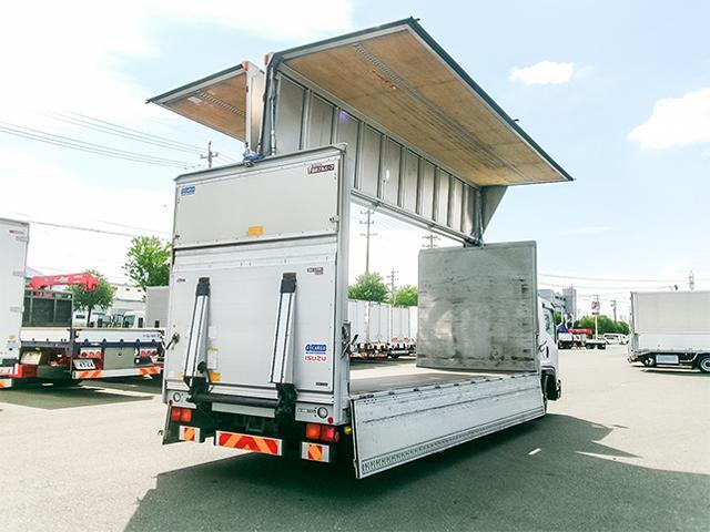 フォワード  日本フルハーフ製アルミウイング 跳ね上げパワーゲート 6速ミッション メッキパーツ ターボ車 最大積載2700kg 荷台寸法(長629×幅240×高239) 4トン 4t 対応免許/8t限定中型免許(13枚目)