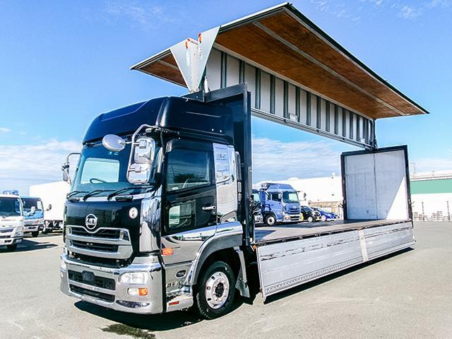 クオン  日本トレクス製アルミウイング ハイルーフ 後輪エアサス 2デフ エスコット 最大積載13,500kg 荷台寸法(長961×幅241×高265) 10トン 10t 対応免許/大型免許(12枚目)