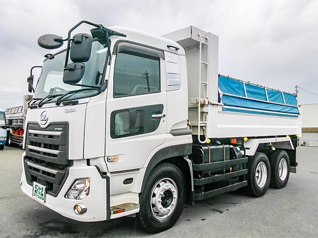 クオン 新明和製ダンプ リターダー 7速ミッション 電動コボレーン 2デフ 最大積載9,100kg 荷台寸法(長509×幅220×高49) 10トン 10t 対応免許/大型免許(3枚目)