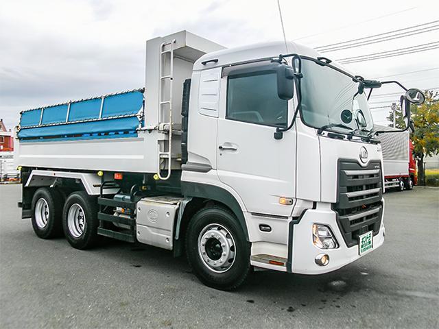 クオン 新明和製ダンプ リターダー 7速ミッション 電動コボレーン 2デフ 最大積載9,100kg 荷台寸法(長509×幅220×高49) 10トン 10t 対応免許/大型免許(4枚目)