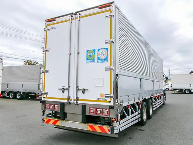 クオン トレクス製アルミウイング 総輪エアサス 門枠ステンレス 最大積載13,400kg 荷台寸法(長961×幅240×高249) 10トン 10t 対応免許/大型免許(5枚目)