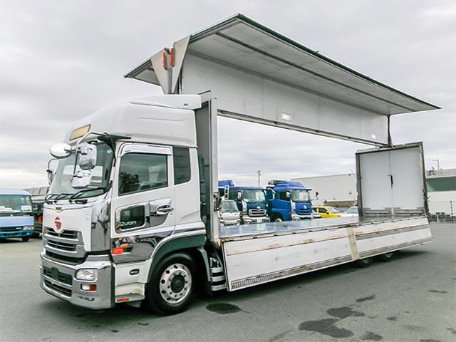 クオン トレクス製アルミウイング 総輪エアサス 門枠ステンレス 最大積載13,400kg 荷台寸法(長961×幅240×高249) 10トン 10t 対応免許/大型免許(14枚目)