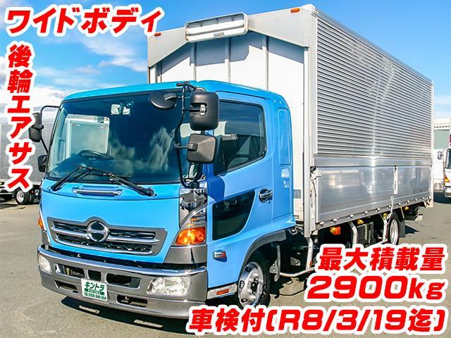 ヒノレンジャー 　トランテックス製アルミウイング　ワイドボディ　後輪エアサス　ラッシングレール　最大積載２，９００ｋｇ　荷台寸法（長６２７×幅２４０×高２４０）　４トン　４ｔ　対応免許／８ｔ限定中型免許（2枚目）
