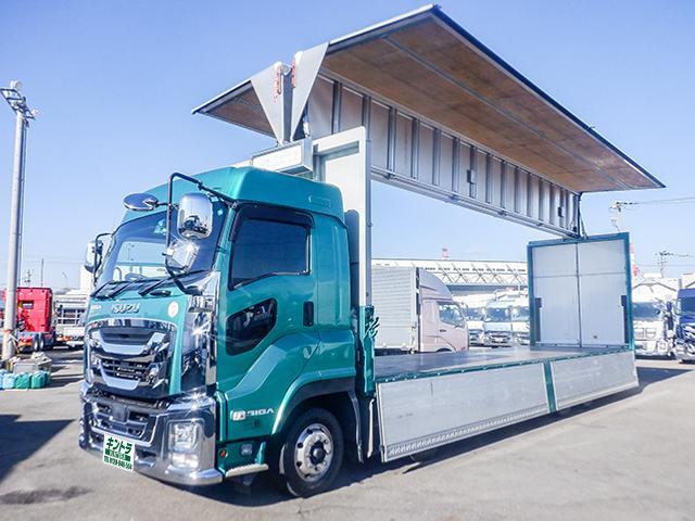 ギガ 　フルハーフ製アルミウイング　積載１３，８００ｋｇ　ハイルーフ　アルミホイール　低床　２デフ　４軸　スムーサー　荷台寸法（長９６８×幅２４０×高２６５）　１０トン　１０ｔ　対応免許／大型免許（12枚目）