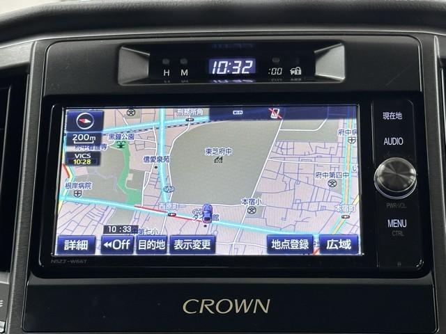 クラウンハイブリッド アスリート　エアバッグ　地デジＴＶ　横滑り防止　ＡＣ　ＤＶＤ再生　ＡＢＳ　キーフリー　スマートキー＆プッシュスタート　パワステ　オートクルーズ　ＥＴＣ付　ミュージックプレイヤー接続可　バックカメラ　メモリーナビ（5枚目）