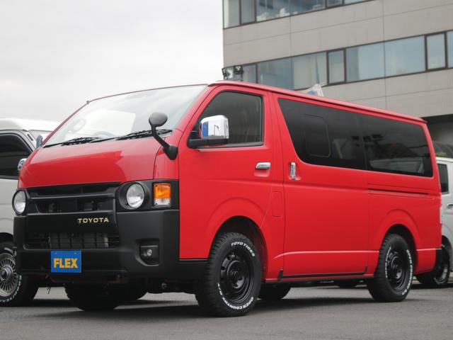 ロングスーパーGL 丸目フェイスチェンジ 丸目キット TOYOTAマーク マットブラック塗装 アルミホイール オープンカントリータイヤ 寒冷地仕様 デジタルインナーミラー パノラミックビューモニター レッド シートカバー(36枚目)
