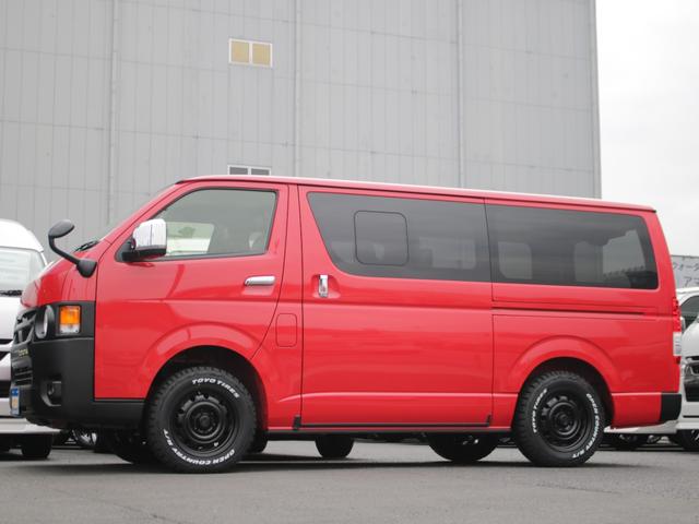 ロングスーパーGL 丸目フェイスチェンジ 丸目キット TOYOTAマーク マットブラック塗装 アルミホイール オープンカントリータイヤ 寒冷地仕様 デジタルインナーミラー パノラミックビューモニター レッド シートカバー(41枚目)