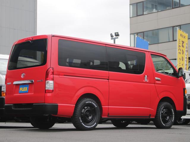 ロングスーパーGL 丸目フェイスチェンジ 丸目キット TOYOTAマーク マットブラック塗装 アルミホイール オープンカントリータイヤ 寒冷地仕様 デジタルインナーミラー パノラミックビューモニター レッド シートカバー(61枚目)
