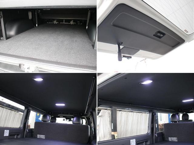ハイエースバン スーパーGL ダークプライムII オフロード 新品タイヤ 新品アルミホイール BIG-Xパーフェクトフィット ETC2.0 ドラレコ有 フロアマット ルーフスピーカー アームレスト フロントスポイラー LEDテールランプ ベッドキット(9枚目)