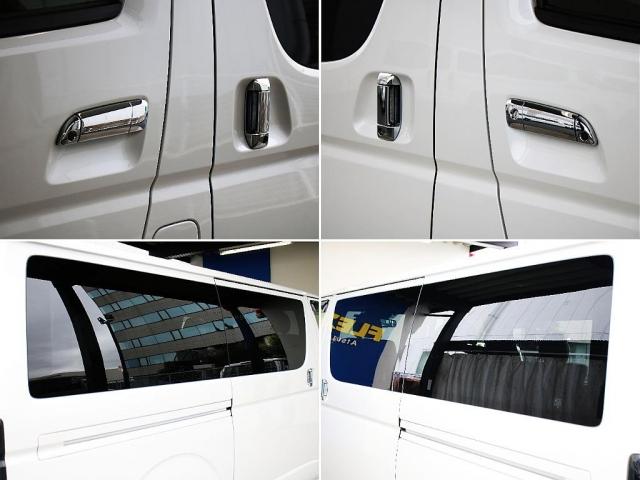 ハイエースバン スーパーGL ダークプライムII オフロード 新品タイヤ 新品アルミホイール BIG-Xパーフェクトフィット ETC2.0 ドラレコ有 フロアマット ルーフスピーカー アームレスト フロントスポイラー LEDテールランプ ベッドキット(13枚目)