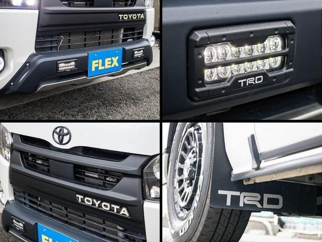 ハイエースバン スーパーGL ダークプライムII ロングボディ 二段ベッド パナソニックナビ パイオニアフリップダウンモニター 社外デジタルインナーミラー TRD オフロードバンパー マッドフラップ ETC アルミホイール 強化スタビライザー サテライトスピーカー(16枚目)