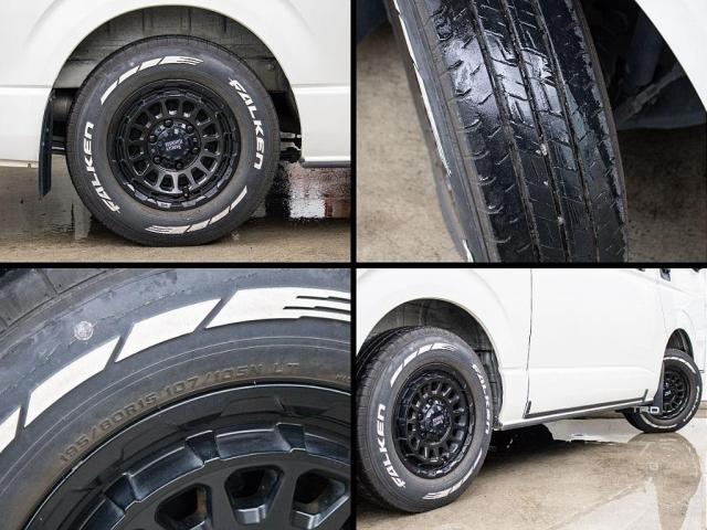 ハイエースバン スーパーGL ダークプライムII ロングボディ 二段ベッド パナソニックナビ パイオニアフリップダウンモニター 社外デジタルインナーミラー TRD オフロードバンパー マッドフラップ ETC アルミホイール 強化スタビライザー サテライトスピーカー(17枚目)