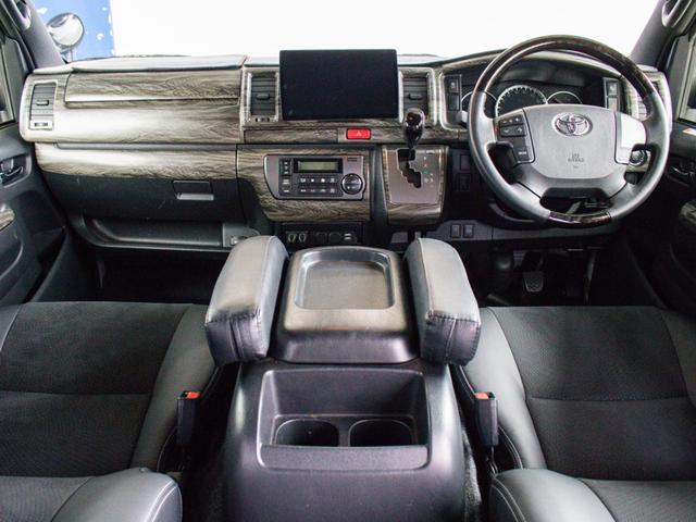 ハイエースバン スーパーGL ダークプライムII ロングボディ 二段ベッド パナソニックナビ パイオニアフリップダウンモニター 社外デジタルインナーミラー TRD オフロードバンパー マッドフラップ ETC アルミホイール 強化スタビライザー サテライトスピーカー(23枚目)