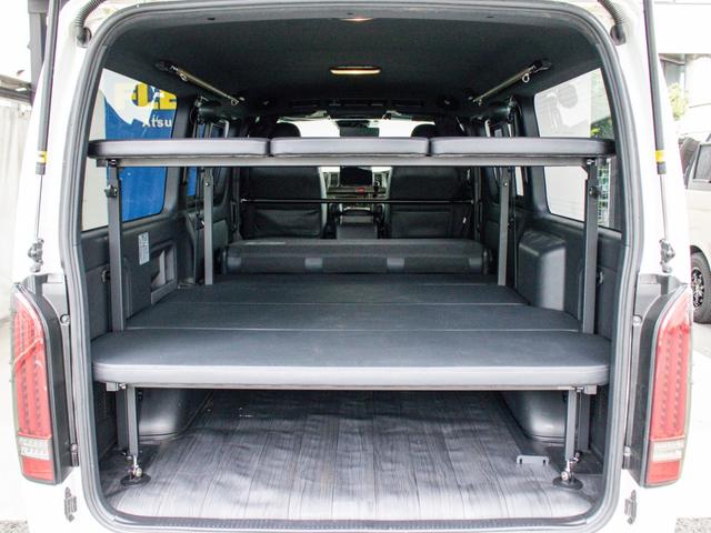 ハイエースバン スーパーGL ダークプライムII ロングボディ 二段ベッド パナソニックナビ パイオニアフリップダウンモニター 社外デジタルインナーミラー TRD オフロードバンパー マッドフラップ ETC アルミホイール 強化スタビライザー サテライトスピーカー(37枚目)