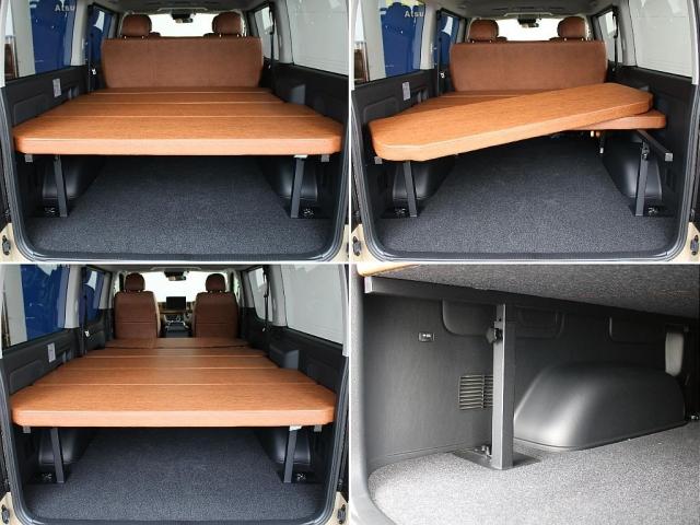 ハイエースバン ロングスーパーGL 丸目 BIG-Xナビ ETC2.0 パノラミックビューモニター エアバック アースカラー ベージュ フロントスポイラー アルミホイール LEDテール シートカバー全席 ベッドキット オーバーフェンダー(8枚目)