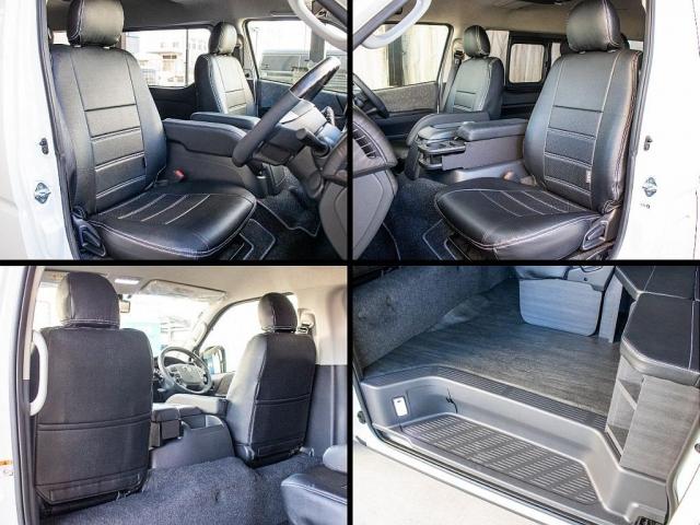 ハイエースワゴン ＧＬ　ＢＩＧ－Ｘナビ　ＥＴＣ２．０　フリップダウン　ルースピ　ローダウン　フロントスポイラー　オバフェン　アヴェスト　ウィンカーミラー　インパネ　シートカバー　エアバック　フローリング　ベッドキット　ＬＥＤ（8枚目）