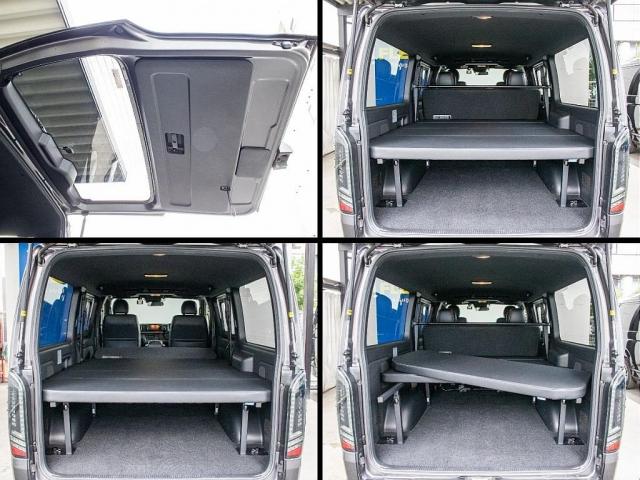 ハイエースバン スーパーGL ダークプライムII ガンメタリック カロッツェリアナビ ETC2.0付 バックカメラ 前後ドラレコ アルミホイール ヨコハマパラダ スポイラー オバフェン LEDテール ローダウン ストスパ ハイマウント ベッドキット付(9枚目)