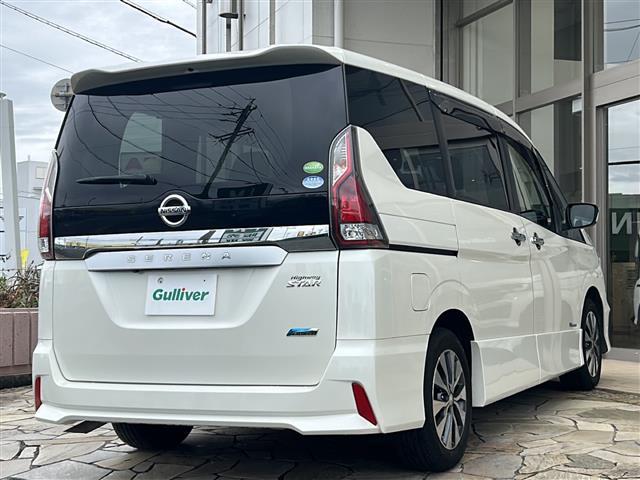 セレナ ハイウェイスター 社外ナビ フリップダウンモニター エマージェンシーブレーキ 両側パワスラ 前後ドラレコ ETC LEDヘッドライト 純正アルミ バックカメラ レー探 車線逸脱警報 アイドリングストップ 横滑り防止装置(38枚目)