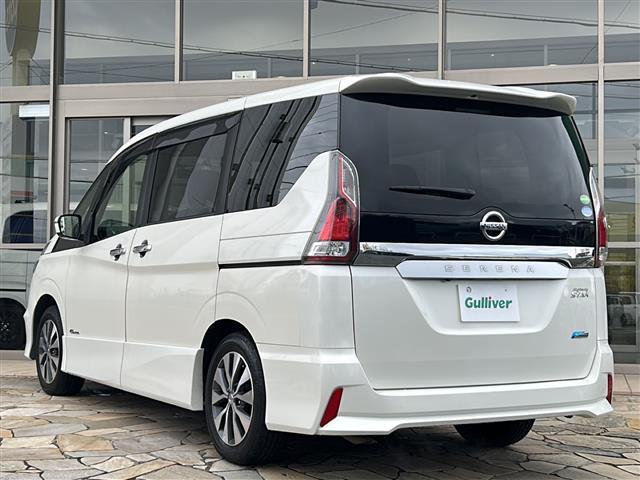 セレナ ハイウェイスター 社外ナビ フリップダウンモニター エマージェンシーブレーキ 両側パワスラ 前後ドラレコ ETC LEDヘッドライト 純正アルミ バックカメラ レー探 車線逸脱警報 アイドリングストップ 横滑り防止装置(43枚目)