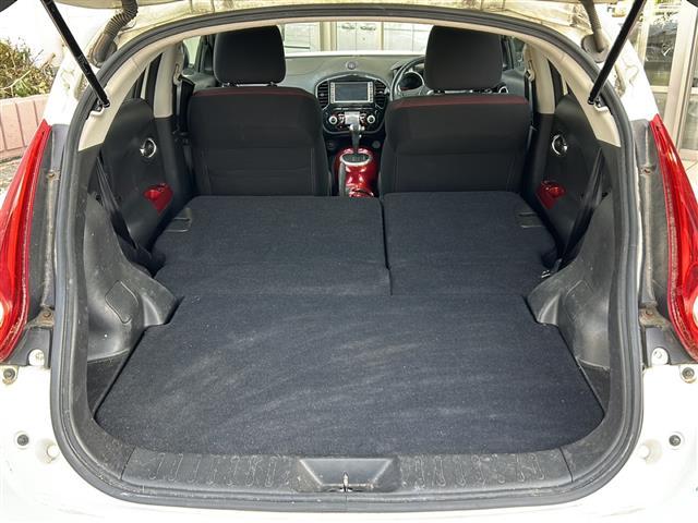 ジューク 15RX 純正ナビ ETC オートライト 純正フロアマット 純正アルミキャップ 盗難防止装置 エンジンスタートボタン スマートキー パワーステアリング パワーウィンド HIDヘッドライト スペアキー(26枚目)