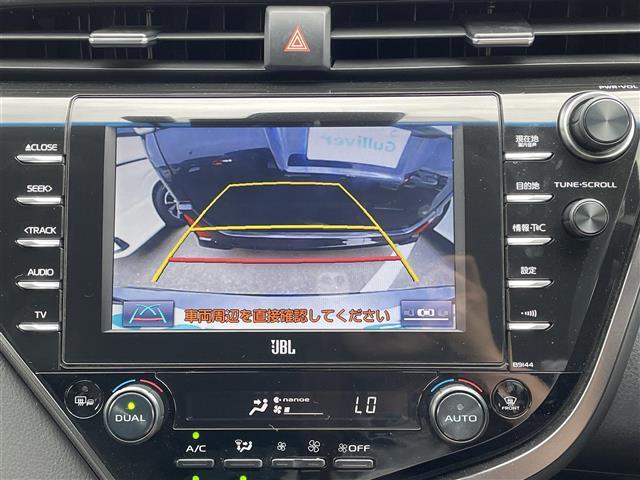 カムリ ＷＳレザーパッケージ　純正ナビ／フルセグテレビ／バックカメラ／ＪＢＬサウンド／Ｂｌｕ－ｌａｙ／ブラインドスポット／踏み間違い防止／黒革シート／前席パワーシート／前席シートヒーター／ＬＥＤヘッド／ビルトインＥＴＣ／純正ＡＷ（5枚目）