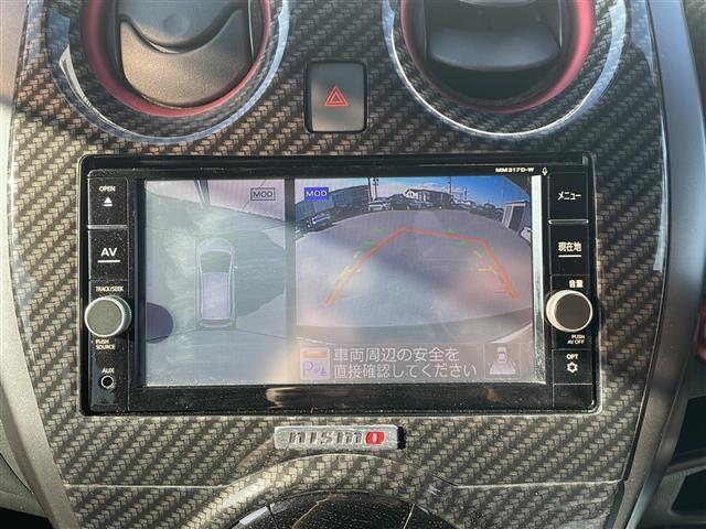 ノート ｅ－パワー　ニスモ　純正７型ナビ　全周囲カメラ　純正デジタルインナーミラー　コーナーセンサー　レーンキープアシスト　純正ＥＴＣ　スペアキー　ステアスイッチ　革巻きステア　ＮＩＳＭＯシート　ＬＥＤオートライト　禁煙車（4枚目）