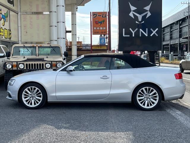 Ａ５カブリオレ ２．０ＴＦＳＩクワトロ　黒革　電動幌　ナビ　バックカメラ　ＴＶ　ＥＴＣ　シートヒーター　禁煙車　ウッドパネル　ＢＳＭ　１８インチ純正アルミホイール（16枚目）