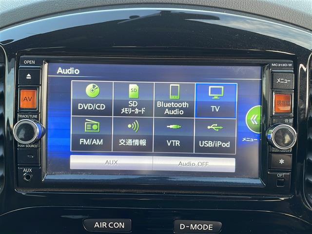 ジューク ニスモ　４ＷＤ純正７インチＳＤナビゲーション（ＭＣ３１３Ｄ－Ｗ）フルセグ　ＢＴ　ＣＤ　ＤＶＤＥＴＣＡＵＴＯライト革巻きステアリングオートリトラミラー電動格納ミラー純正１８インチアルミホイール（2枚目）