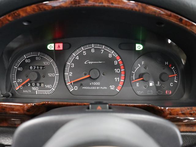 カプチーノ ベースグレード　禁煙／ＷＡＴＡＮＡＢＥ１４ＡＷ／前置きＩＣ／オイルクーラー／タイベル交換済み／スズキスポーツマフラー／ＭＯＮＳＴＥＲ車高調／フルバケ／ＢＬＩＴＺブースト計／ＮＡＲＤＩステアリング／カスタムパーツ（46枚目）