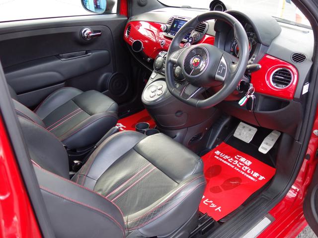 アバルト595 ツーリズモ 右ハンドル オートマMTモード付き ターボ パドルシフト 黒革シート HID 社外アンドロイドナビ ETC クリアランスソナー オートエアコン 純正17インチアルミ 禁煙車(11枚目)