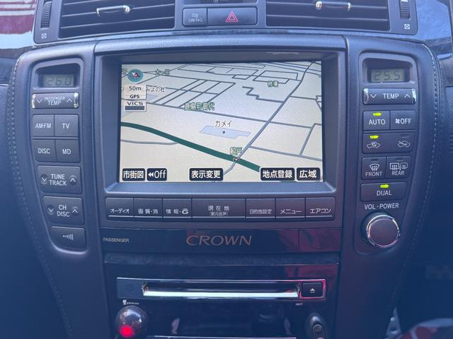 クラウン アスリート 60thスペシャルエディション ETC オートクルーズコントロール バックカメラ ナビ アルミホイール HID AT スマートキー 盗難防止システム パワーシート CD MD 衝突安全ボディ ABS ESC エアコン(5枚目)