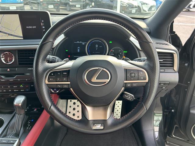RX RX450h Fスポーツ 純正ナビ 全方位 革温冷席 AC100V HUD ACC ドラレコ ETC 衝突軽減 横滑り防止 コーナーセンサー レーンキープ パワーバックドア ステアリングヒーター オートライト BSM 純正AW(7枚目)
