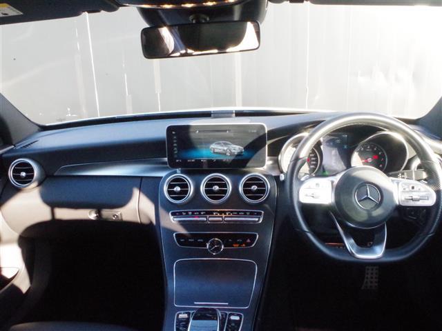 Cクラス C200 4マチックアバンギャルド AMGライン アクティブブレーキアシストレーンチェンジアシストブラインドスポットアテンションアシスト純正HDDナビフルセグTVバックカメラDSRC黒革シートパワーシートシートヒーターエアサスマルチビームLED(2枚目)