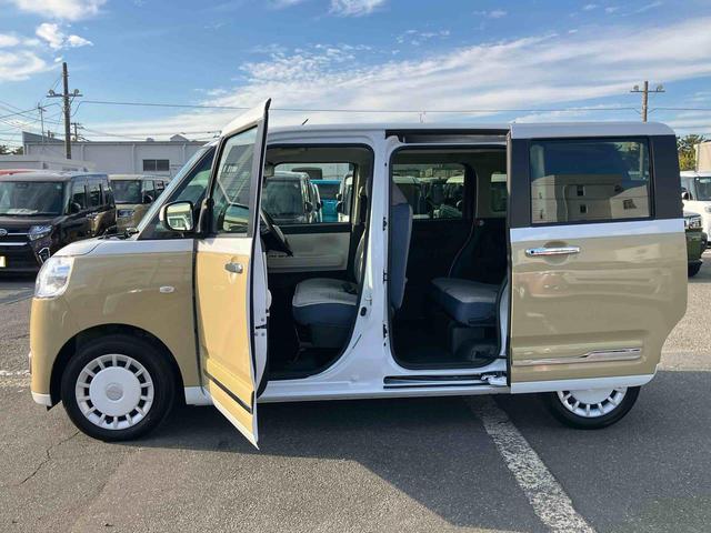 ムーヴキャンバス ストライプスGターボ ターボ LEDヘッドライト オートライト オートハイビーム ADB スマアシ コーナーセンサー シートヒーター ホッとカップホルダー 置き楽くBOX 電動駐車ブレーキ 両側Pスラ キーフリー ステリモ(60枚目)