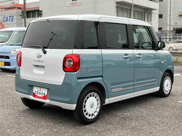 ムーヴキャンバス ストライプスGターボ 両側電動スライドドア LEDヘッドライト&フォグランプ シートヒーター 保温カップホルダー 電動駐車ブレーキ バックカメラ ステアリングスイッチ 自動追従クルコン 衝突被害軽減ブレーキ(22枚目)