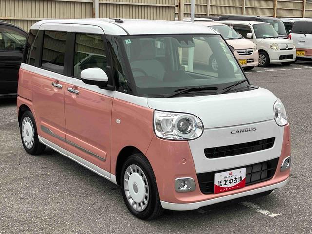 ムーヴキャンバス ストライプスGターボ 両側電動スライドドア LEDヘッドライト&フォグランプ シートヒーター 保温カップホルダー 電動駐車ブレーキ バックカメラ ステアリングスイッチ 自動追従クルコン 衝突被害軽減ブレーキ(18枚目)