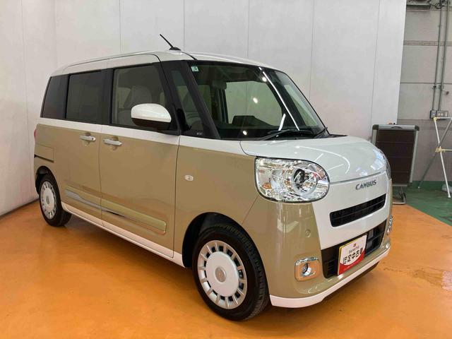 ムーヴキャンバス ストライプスＧターボ　衝突回避支援システム　横滑り防止装置　アダプティブクルーズコントロール　置きラクボックス　ホットカップホルダー　前席シートヒーター　ホールド機能付き電動パーキングブレーキ　両側電動スライドドア（5枚目）